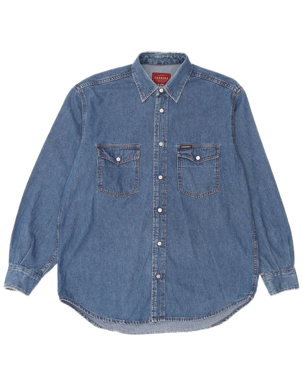 Carrera Mens Denim Shirt Size 39/40 Medium Blue Cotton
