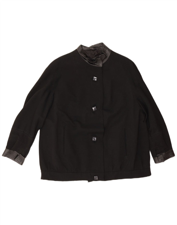 Vintage Damen Bomberjacke UK 18 XL Schwarz Colourblock