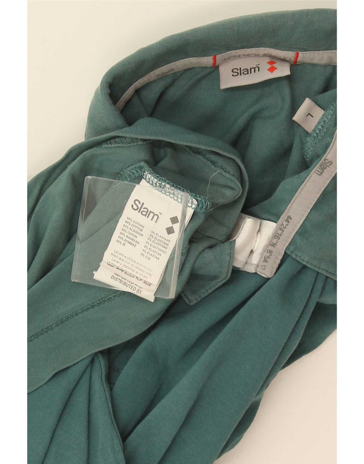 Slam Damen Poloshirt UK 14 Large Blau Baumwolle
