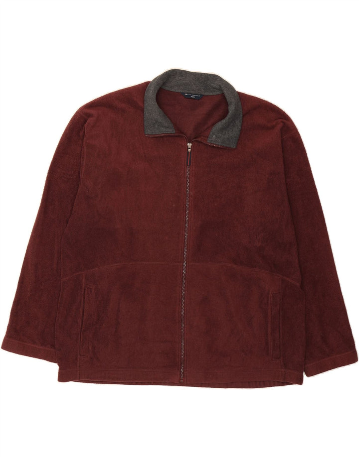 MARKS & SPENCER Mens Fleece Jacket UK 44 2XL Burgundy Polyester Vintage Marks & Spencer and Second-Hand Marks & Spencer from Messina Hembry 
