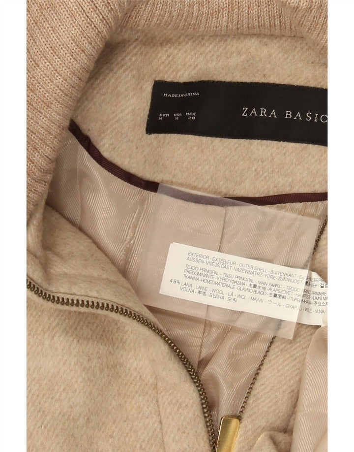Zara Damen-Mantel mit Kapuze, UK 12, mittelbeige Wolle