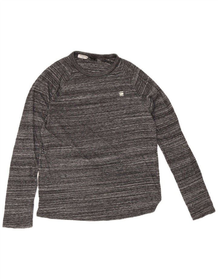 G-Star Herren-Oberteil, langärmelig, kleines graues Nadelstreifen-Polyester