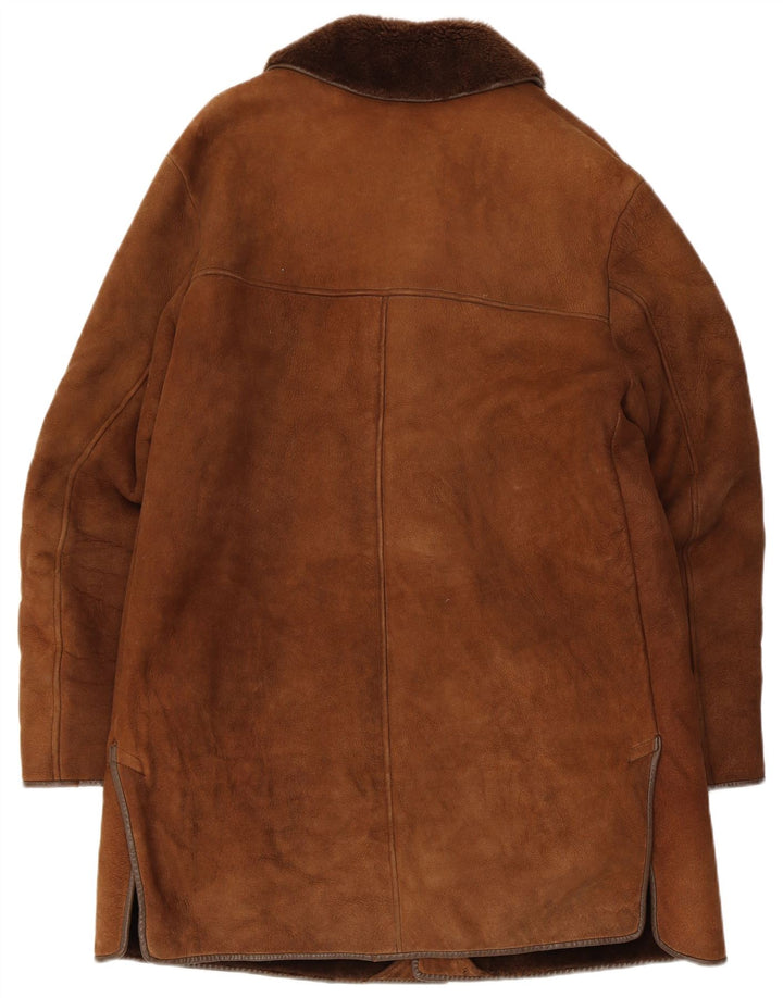 Nurseys Herren Shearling Overcoat UK 40 Large Braunes Leder