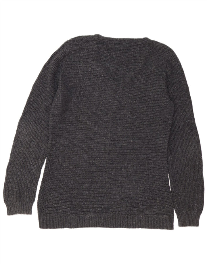 FAT FACE Damen-Pullover, übergroß, V-Ausschnitt, Gr. 10, Größe S, Grau, Baumwolle