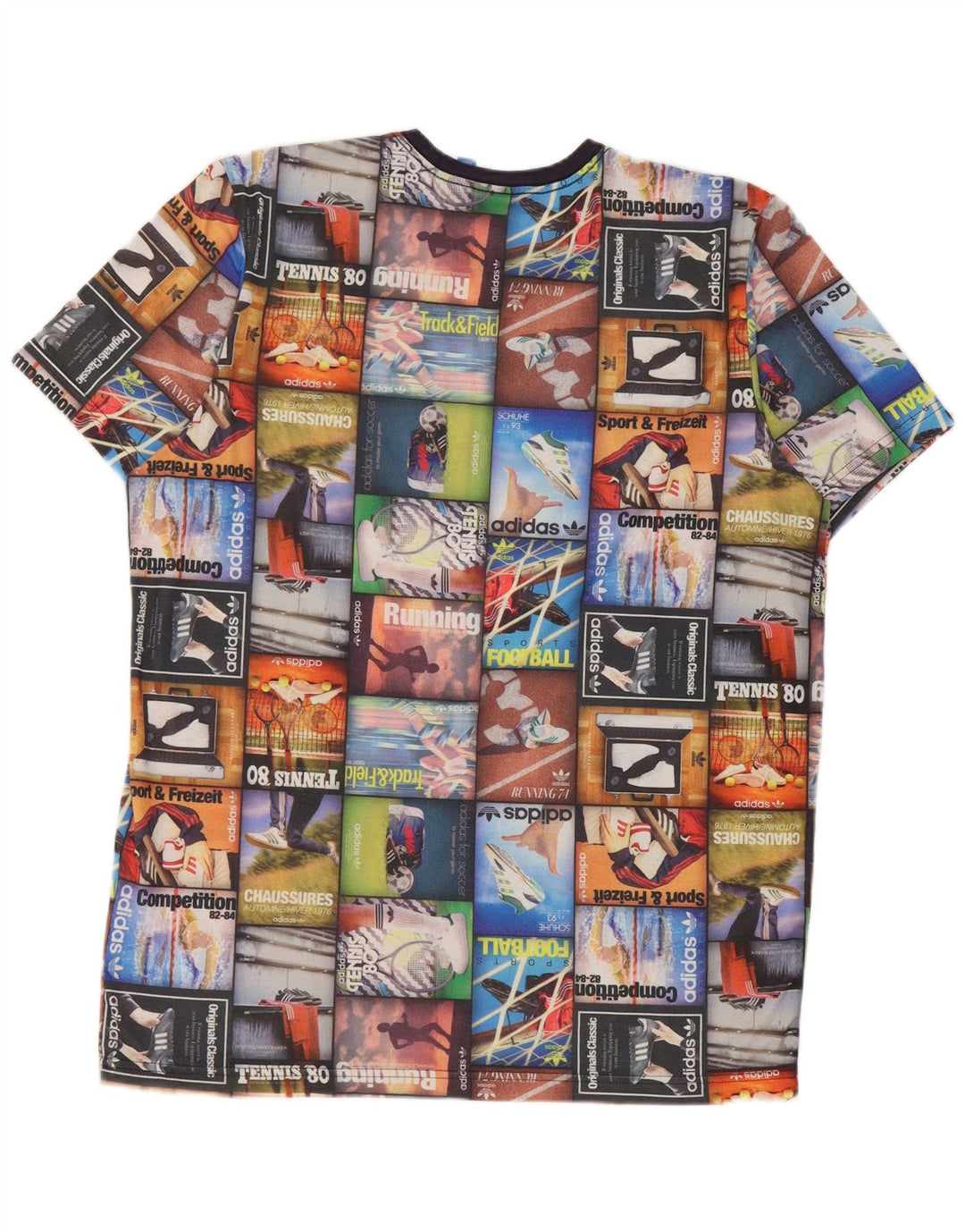 Adidas Herren-T-Shirt mit Grafik, groß, mehrfarbig, Patchwork-Polyester