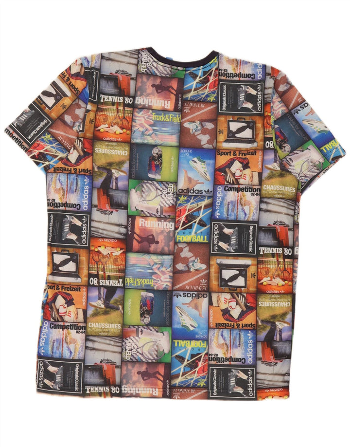 Adidas Herren-T-Shirt mit Grafik, groß, mehrfarbig, Patchwork-Polyester