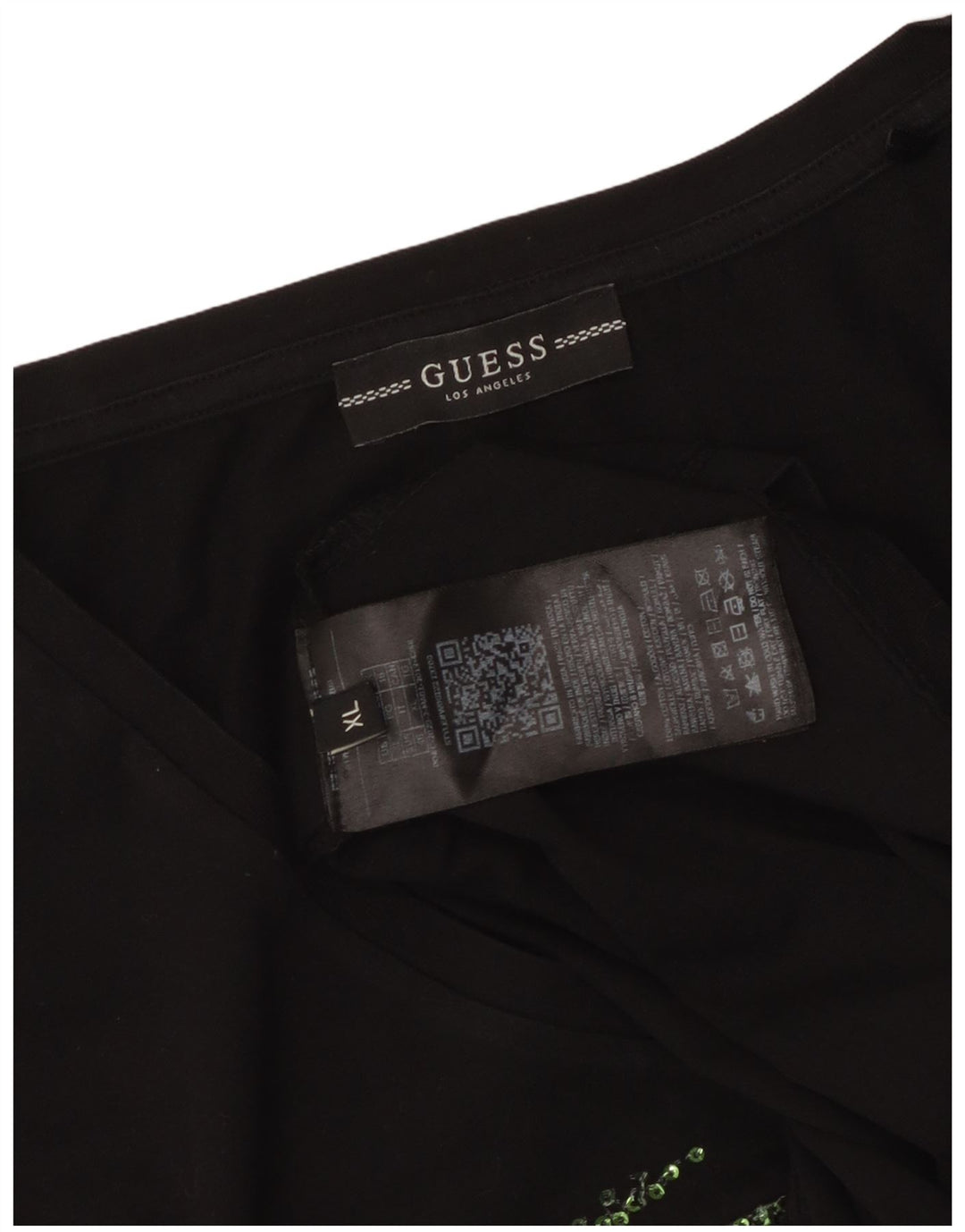 Guess Damen Grafik-T-Shirt-Oberteil UK 18 XL Schwarz Baumwolle