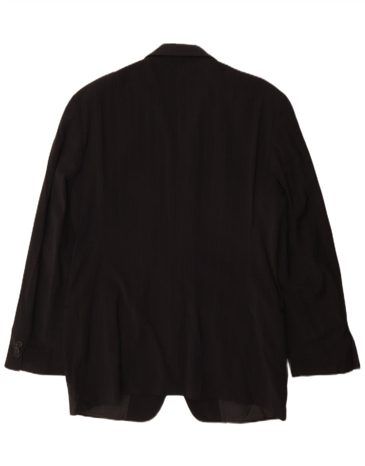 Emporio Armani Herren 3-Knopf-Blazerjacke IT 48 Mittelschwarzer Nadelstreifen