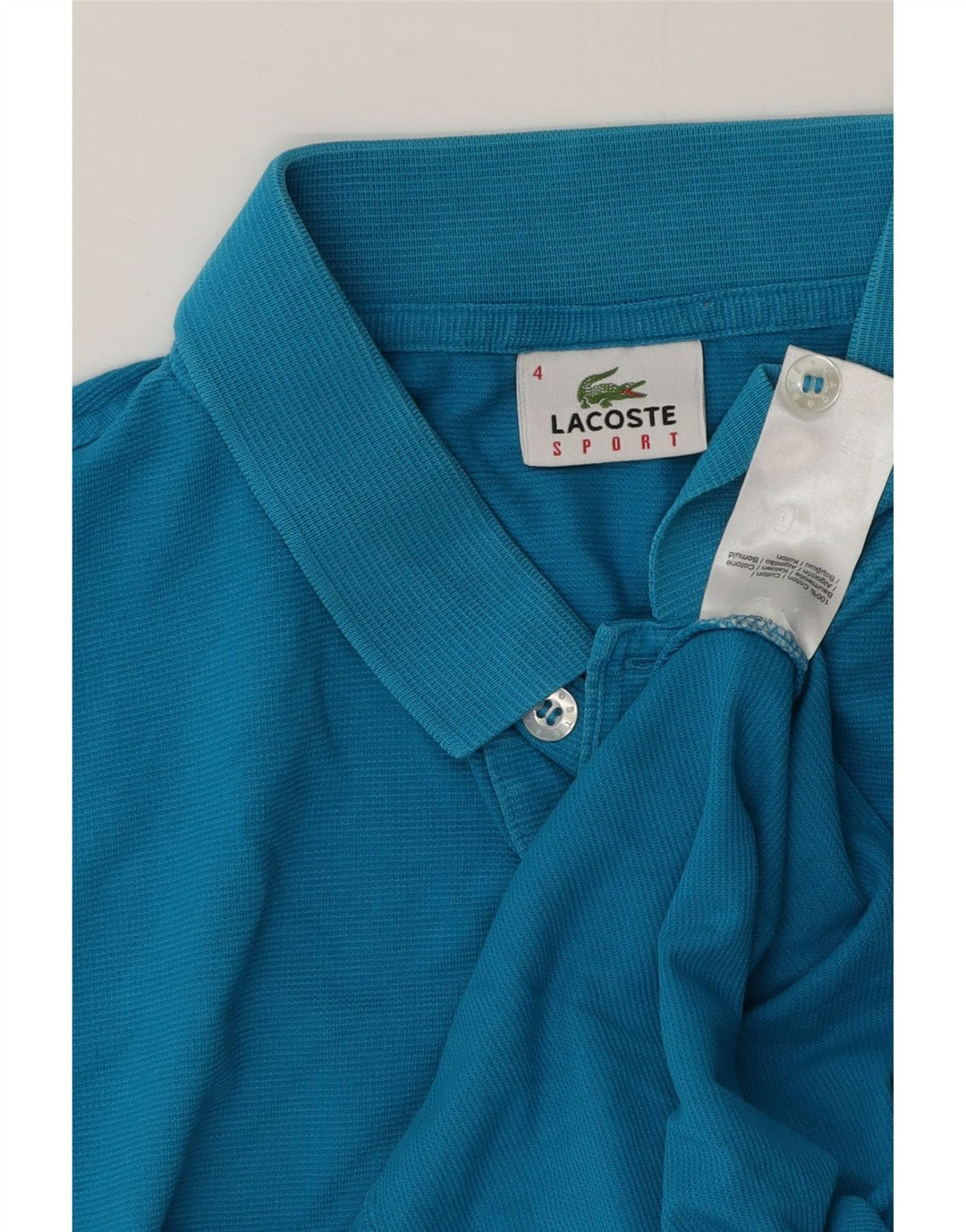 Lacoste Herren-Poloshirt, Größe 4, mittelblaue Baumwolle