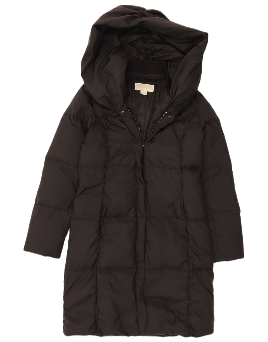 Michael Kors Damen-Kapuzen-Übergröße, gepolsterter Mantel, UK 6, XS, Schwarz, Polyester