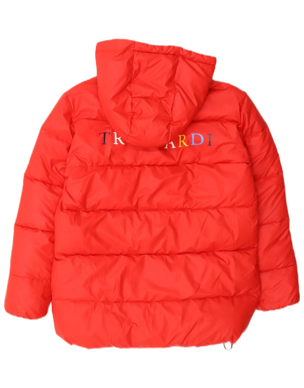 Trussardi Wattierte Jacke mit grafischer Kapuze für Jungen, 11–12 Jahre, rotes Polyester