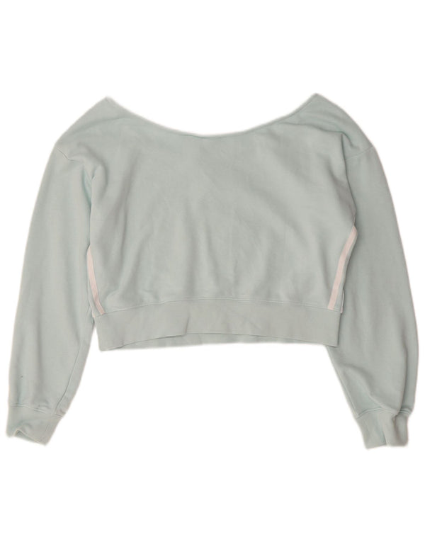 Adidas Damen Übergroßes Crop Off Shoulder Top UK 10 Small Türkis Baumwolle