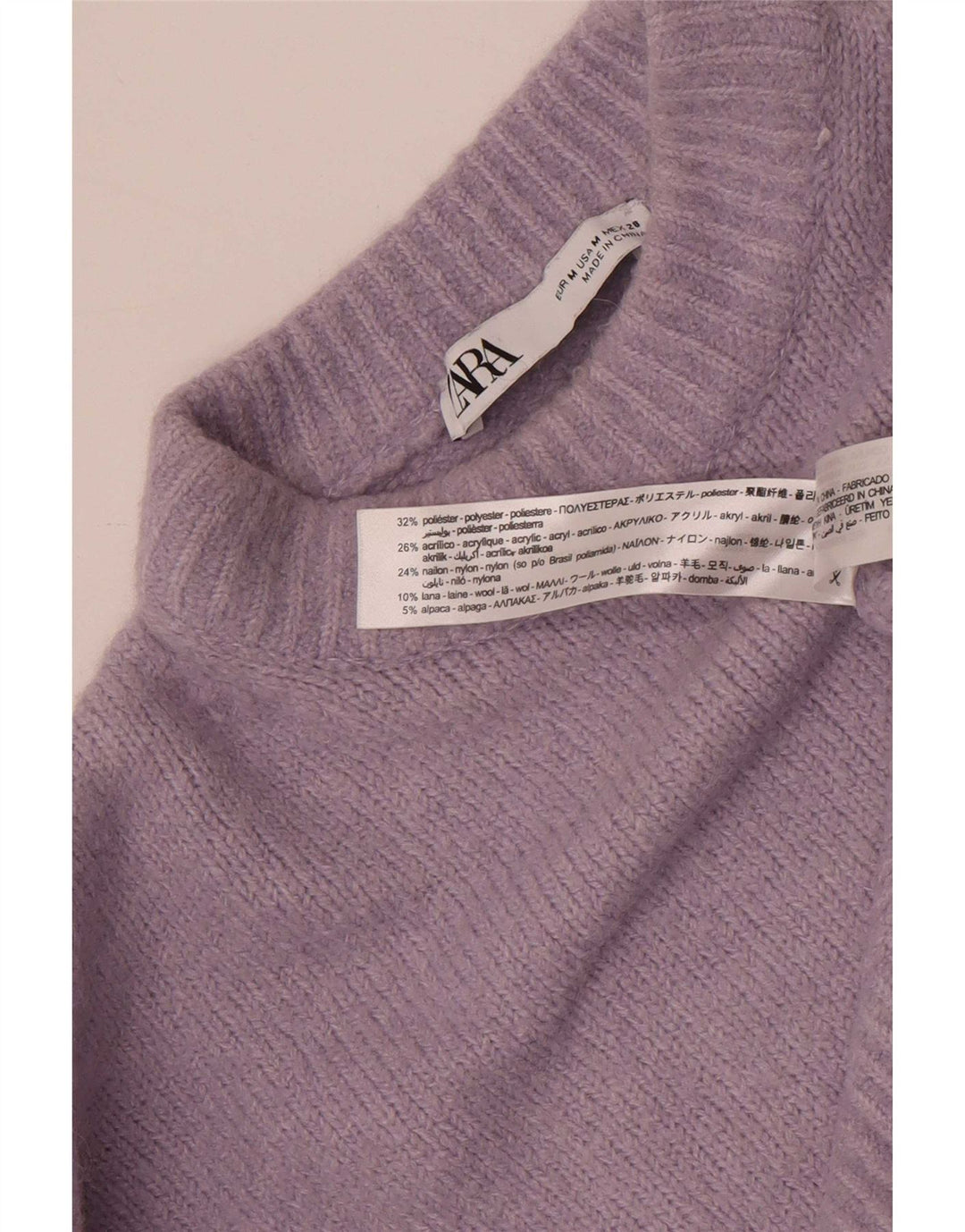Zara Damen Crop Crew Neck Pullover Pullover UK 14 Mittellila Polyester