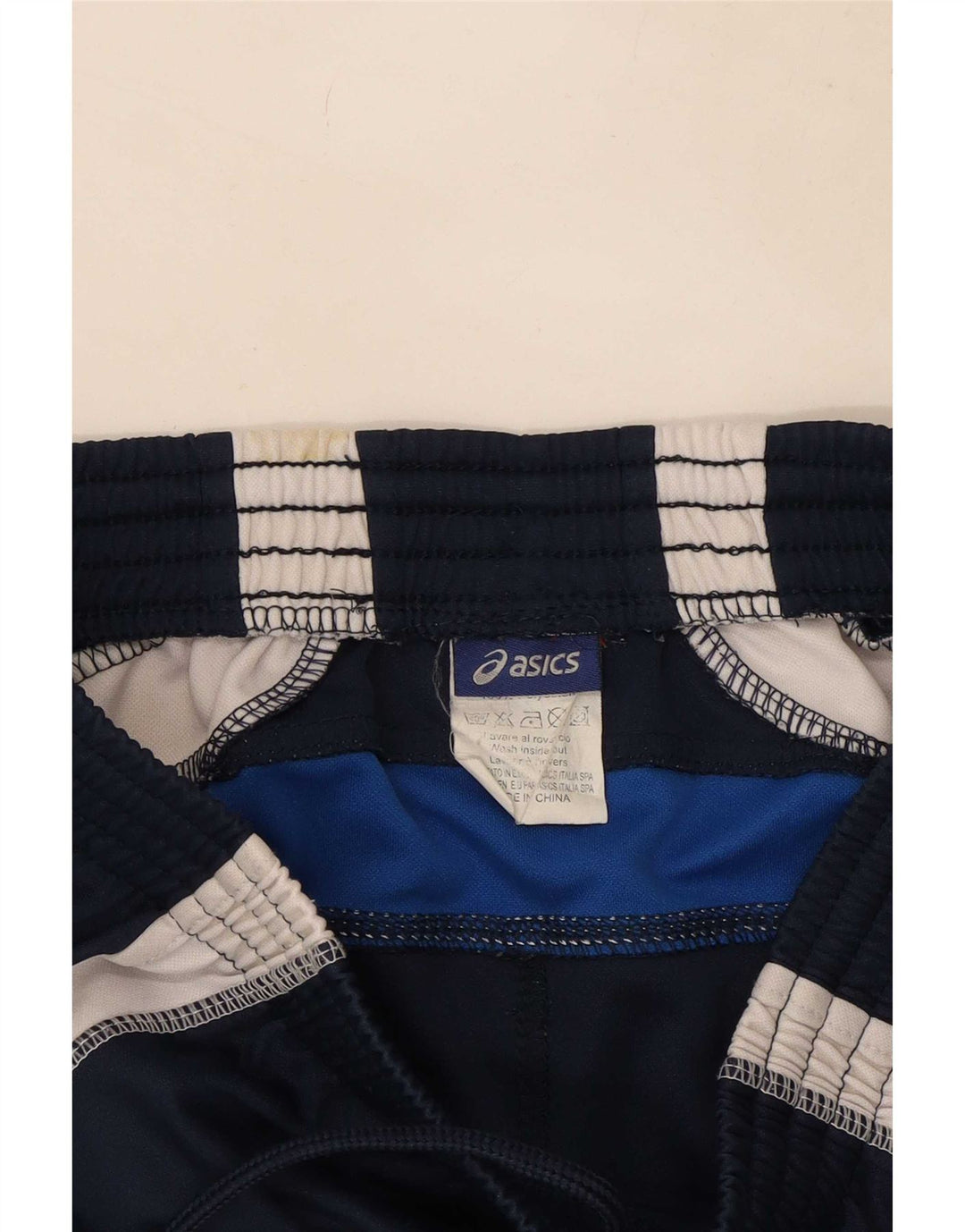 Asics Herren-Sportshorts, klein, marineblaues Farbblock-Polyester