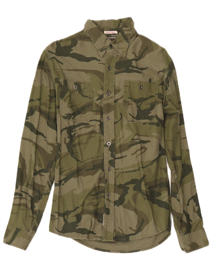 Wrangler Herrenhemd, klein, Khaki, Camouflage, Baumwolle