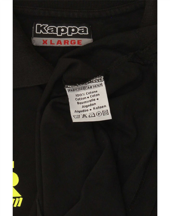 Kappa Herren Grafik-Poloshirt XL aus schwarzer Baumwolle