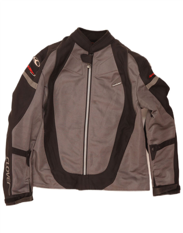 Clover Damen-Motorrad-Racer-Jacke, UK 14, mittelgrau, Farbblock