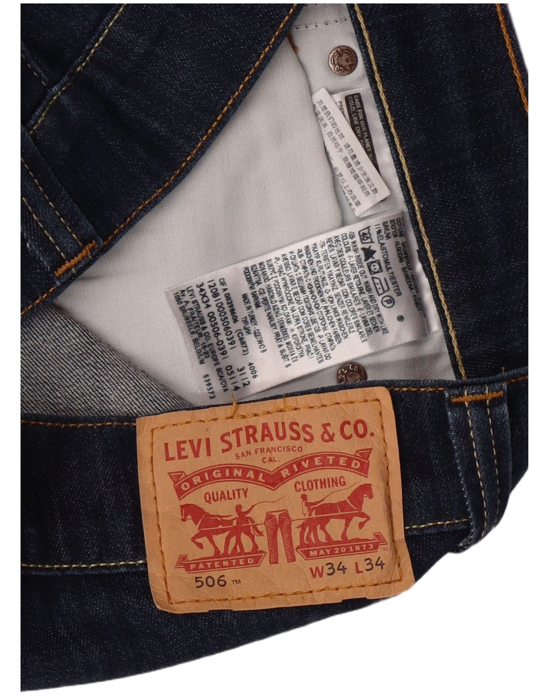 Levi's Herren 506 Straight Jeans W34 L34 Marineblaue Baumwolle