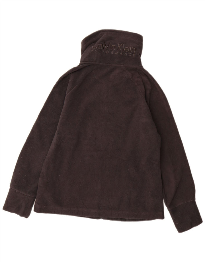 CALVIN KLEIN JEANS Damen Fleecejacke mit Grafik, UK 12, Mittelgrau