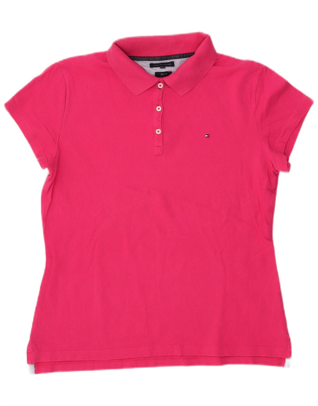 TOMMY HILFIGER Damen Slim Fit Poloshirt UK 20 2XL Rosa Baumwolle