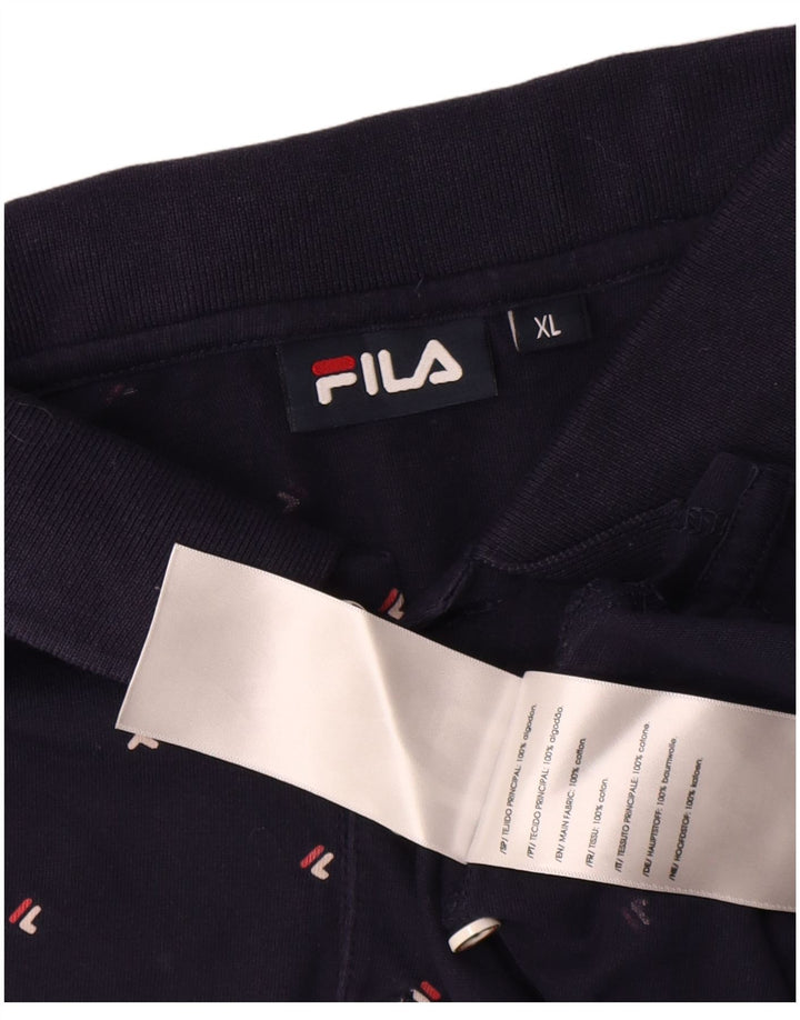 Fila Herren Poloshirt XL Marineblau gesprenkelte Baumwolle