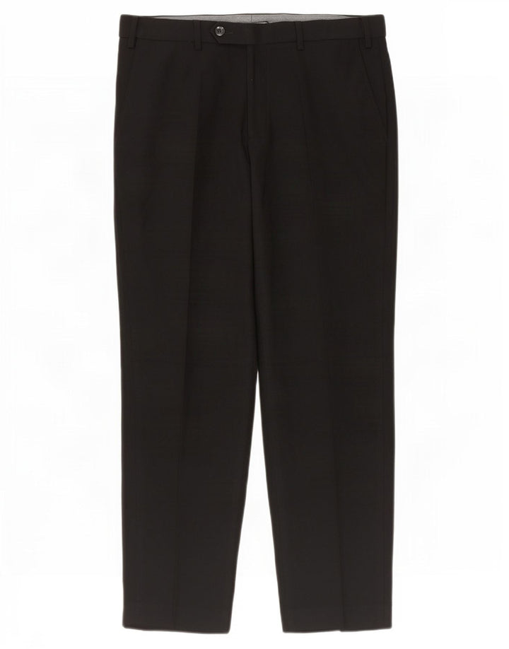 Marks & Spencer Herren-Anzughose in normaler Passform, W34, L29, Schwarz, Polyester