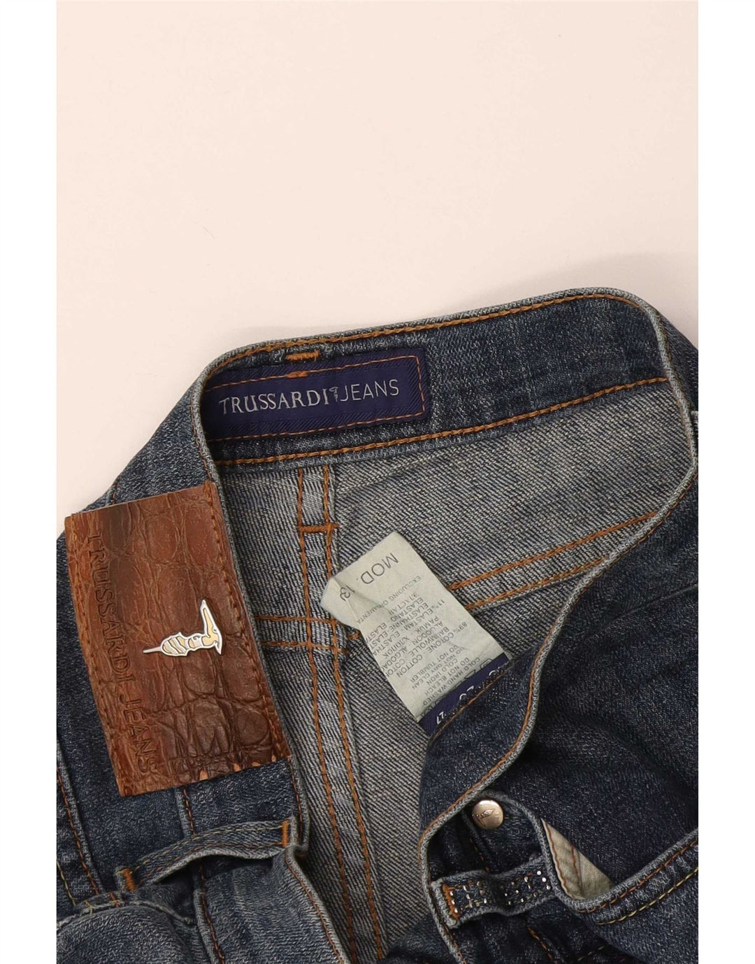 Trussardi Damen Straight Jeans W27 L27 Blaue Baumwolle