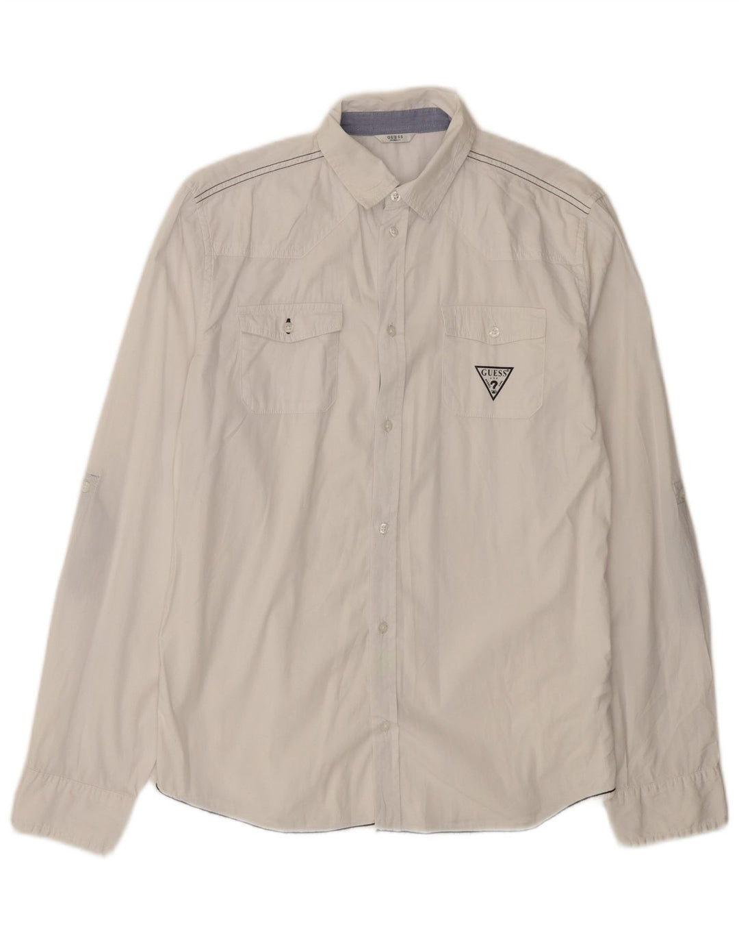 Guess Damen-Hemd UK 16 Large aus weißer Baumwolle