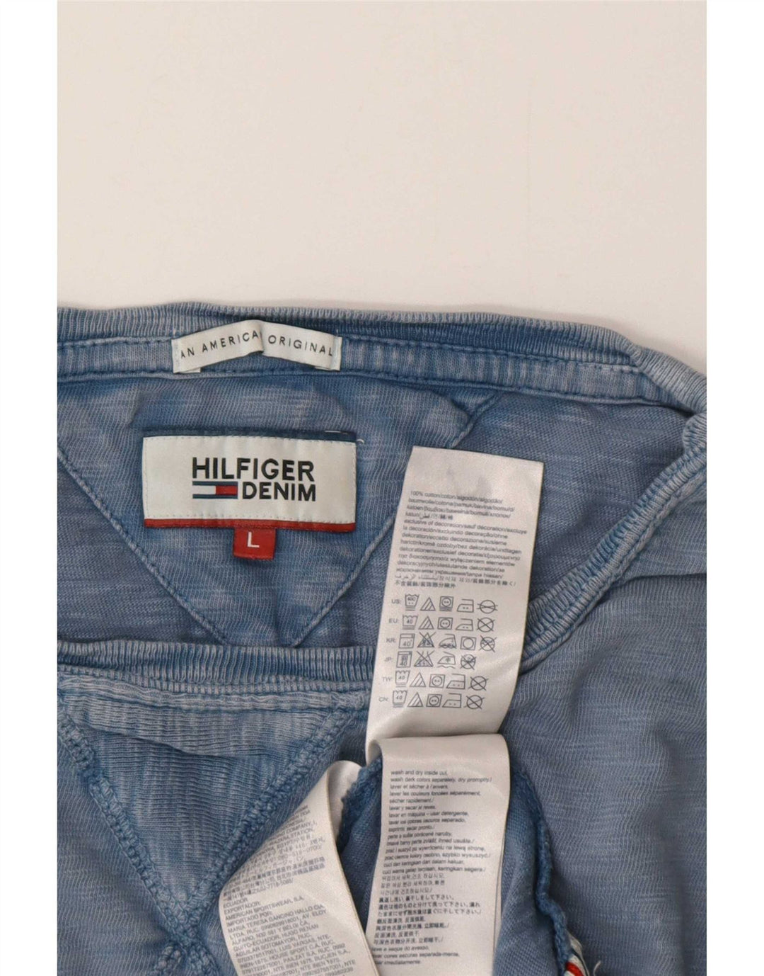 Tommy Hilfiger Herren T-Shirt Top Large Blau Baumwolle