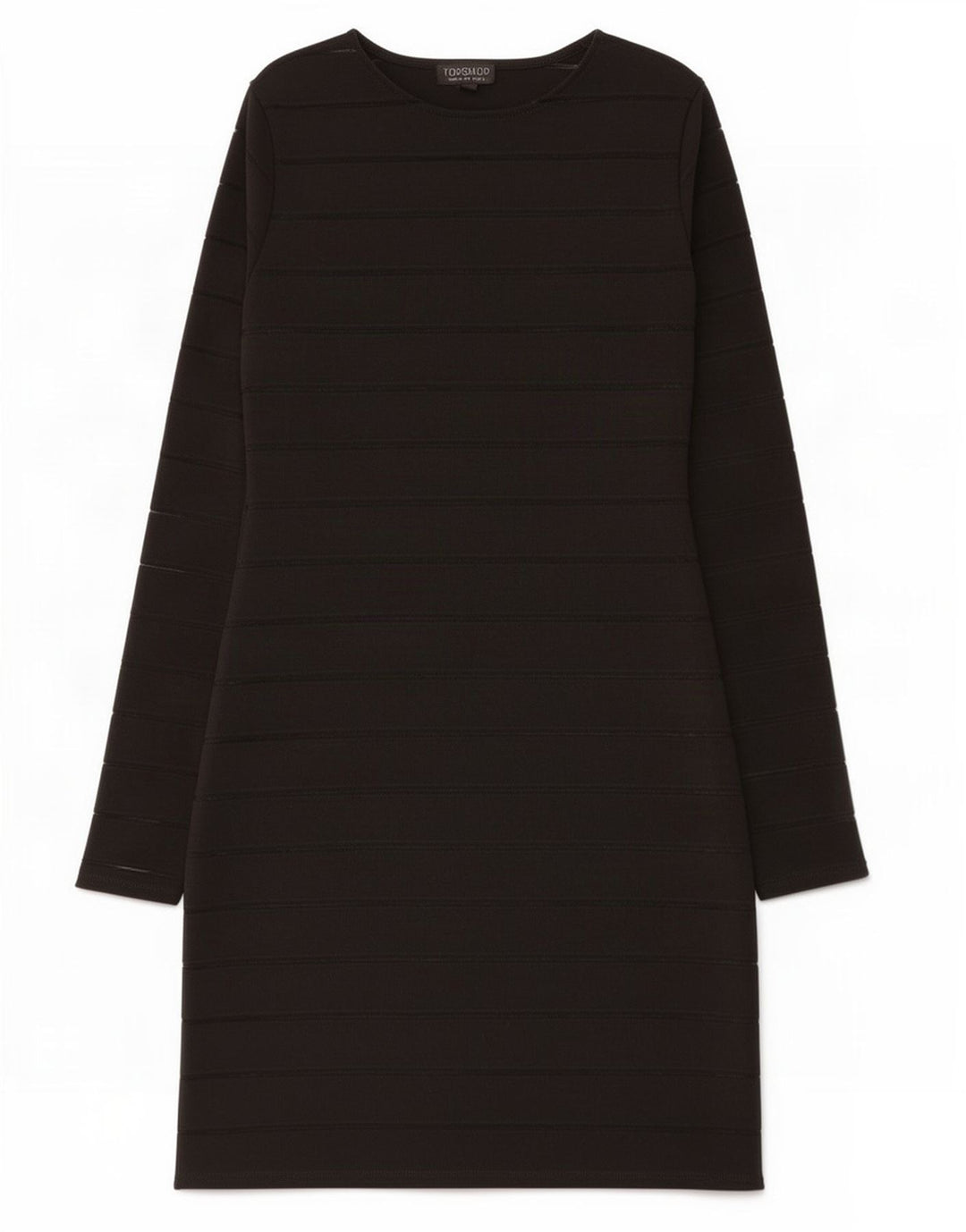 Topshop Damen-Etuikleid mit langen Ärmeln, UK 12, Mittelschwarz, gestreift, Polyester