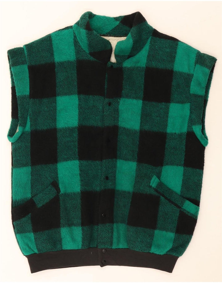Vintage Herren Gilet UK 40 Großer grüner Gingham