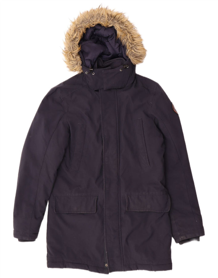 Napapijri Herren-Parka mit Kapuze, UK 36, Größe S, Marineblau, Polyamid