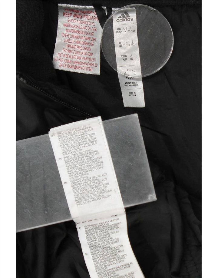 Adidas Jungen wattierte Jacke mit Kapuze, 11–12 Jahre, schwarzes Polyester