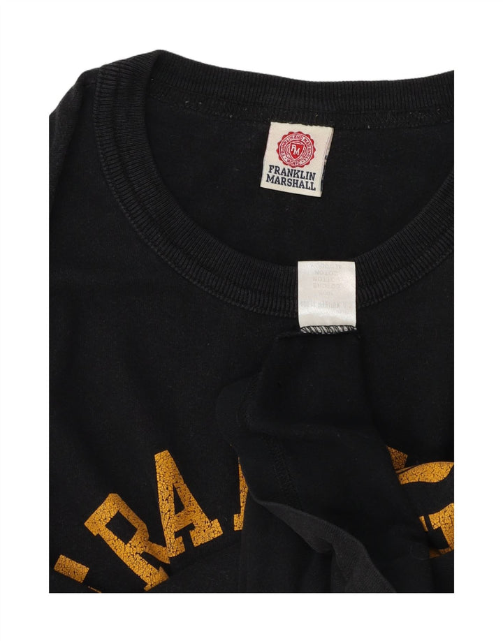 FRANKLIN & MARSHALL Mens Graphic T-Shirt Long Sleeve Large Black Cotton