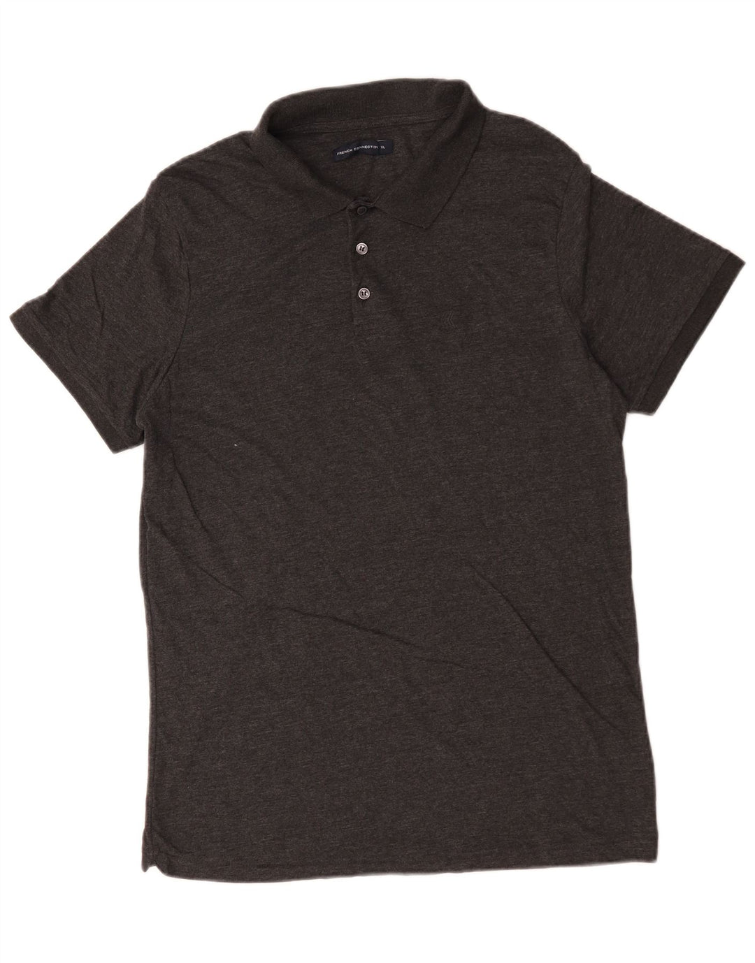 French Connection Herren-Poloshirt XL aus grau gefleckter Baumwolle