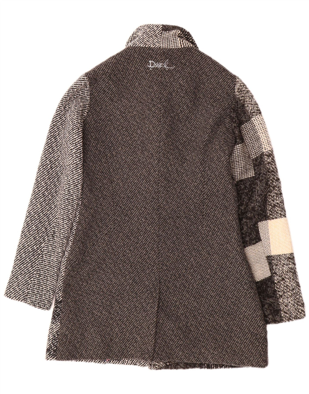 DESIGUAL Damenmantel EU 38 Mittelgraues Patchwork-Polyester