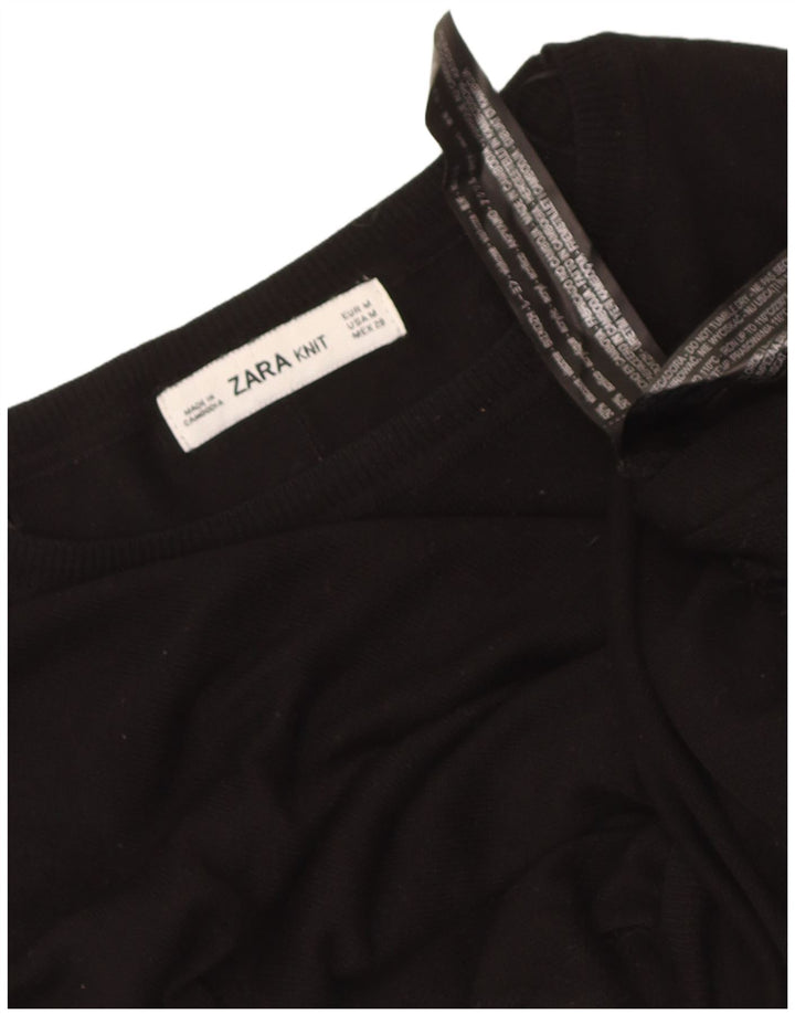Zara Damen-Pullover mit U-Boot-Ausschnitt, UK 12, mittlere schwarze Viskose