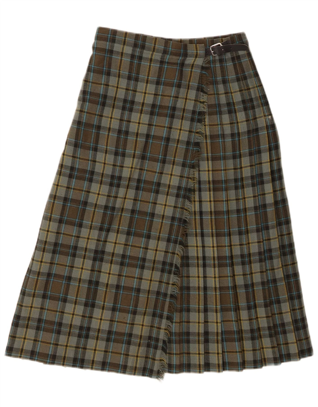 Pringle Damen Kilted-Wickelrock W26, klein, grün kariert, Schurwolle