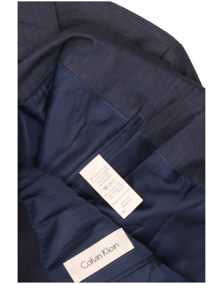 Calvin Klein Herren 2-Knopf-Blazerjacke UK 38 Mittelmarineblaues Polyester