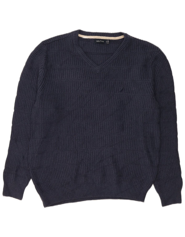 Nautica Herren-Pullover mit V-Ausschnitt, XL, marineblaue Baumwolle