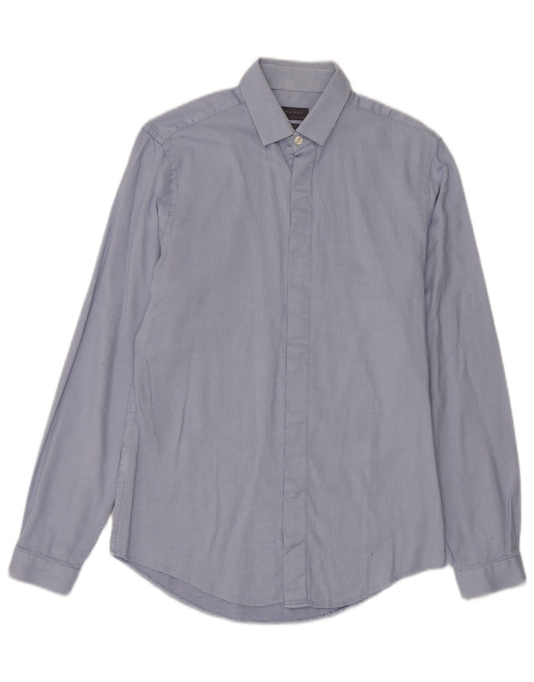 Slim-Fit-Hemd für Herren von Zara, klein, blau gepunktet, Baumwolle