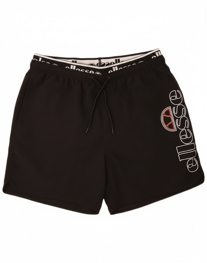Ellesse Herren-Badeshorts mit Grafik, groß, aus schwarzem Polyester