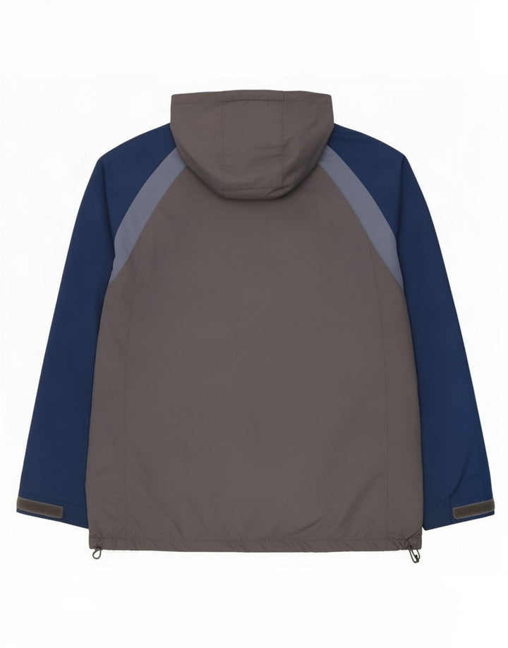 Fat Face Herren-Regenjacke mit Kapuze, UK 42, XL, graues Colourblock-Polyester