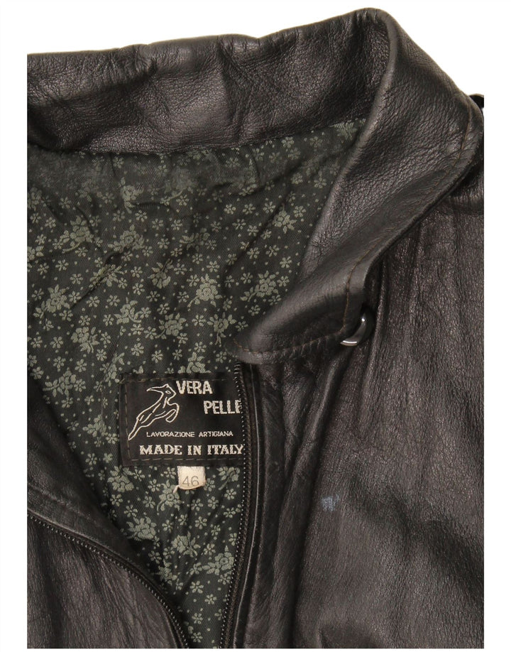 Vintage Damen Lederjacke IT 46 Großes schwarzes Leder
