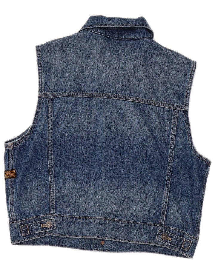 G-STAR Damen Crop Denim Gilet UK 14 Mittelblaue Baumwolle