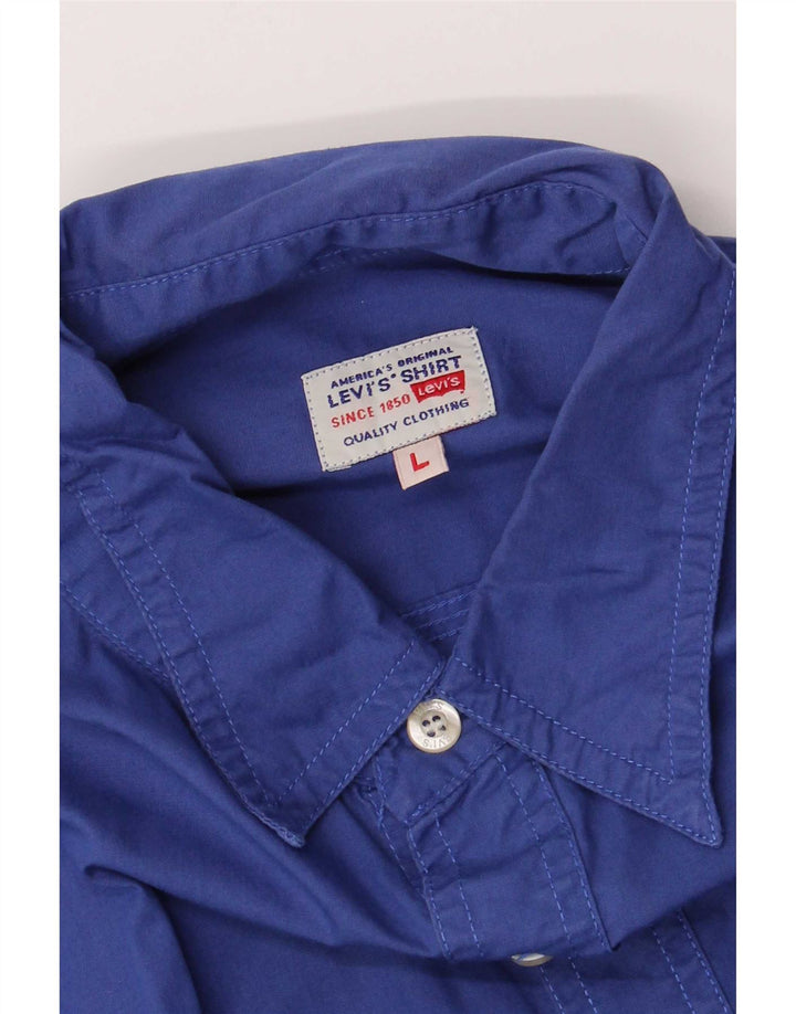 Levi's Herren-Kurzarmhemd, Größe L, Blau