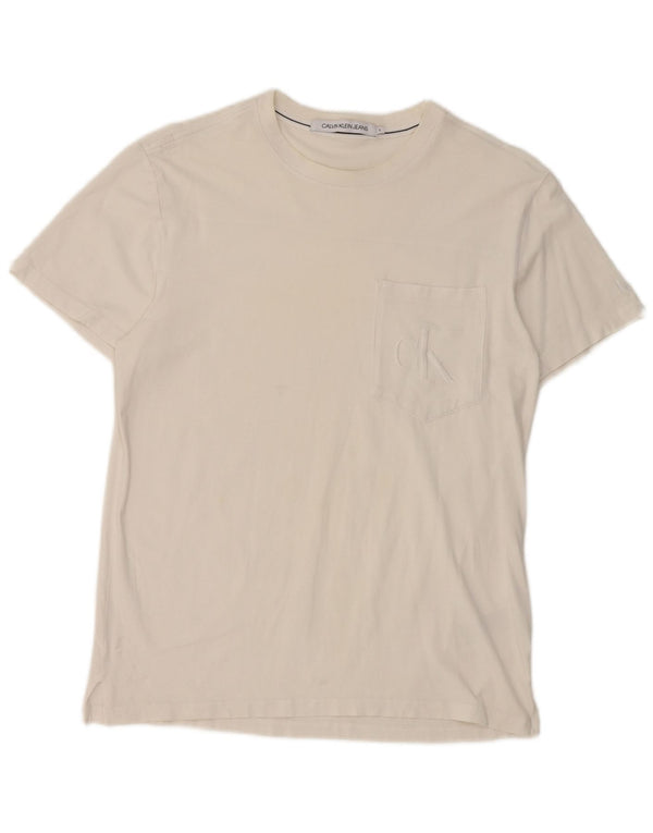 Calvin Klein Jeans Herren T-Shirt Top Small Weiße Baumwolle