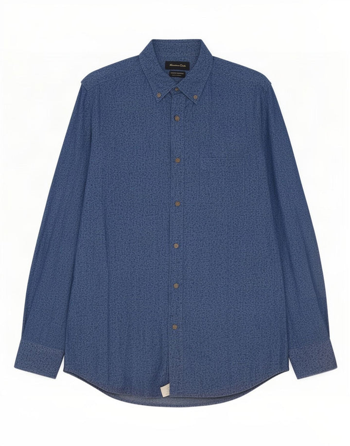 Massimo Dutti Herrenhemd, klein, blau, geblümt, Baumwolle
