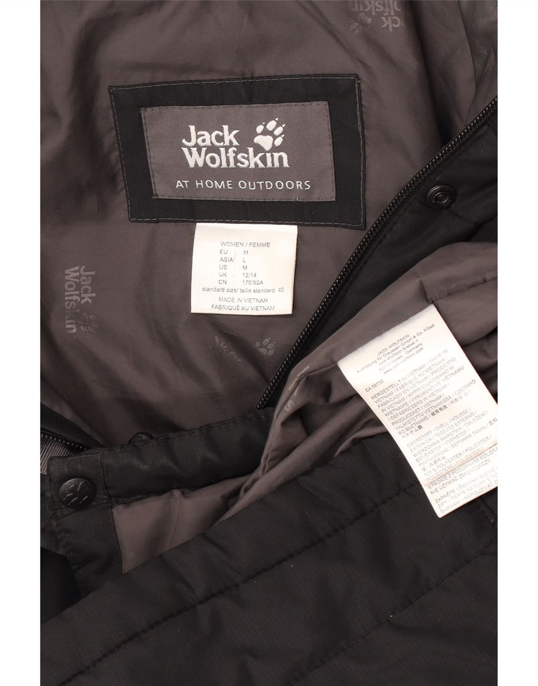 Jack Wolfskin Damen Kapuzenmantel, gepolstert, UK 12/14, mittelschwarz, Polyester