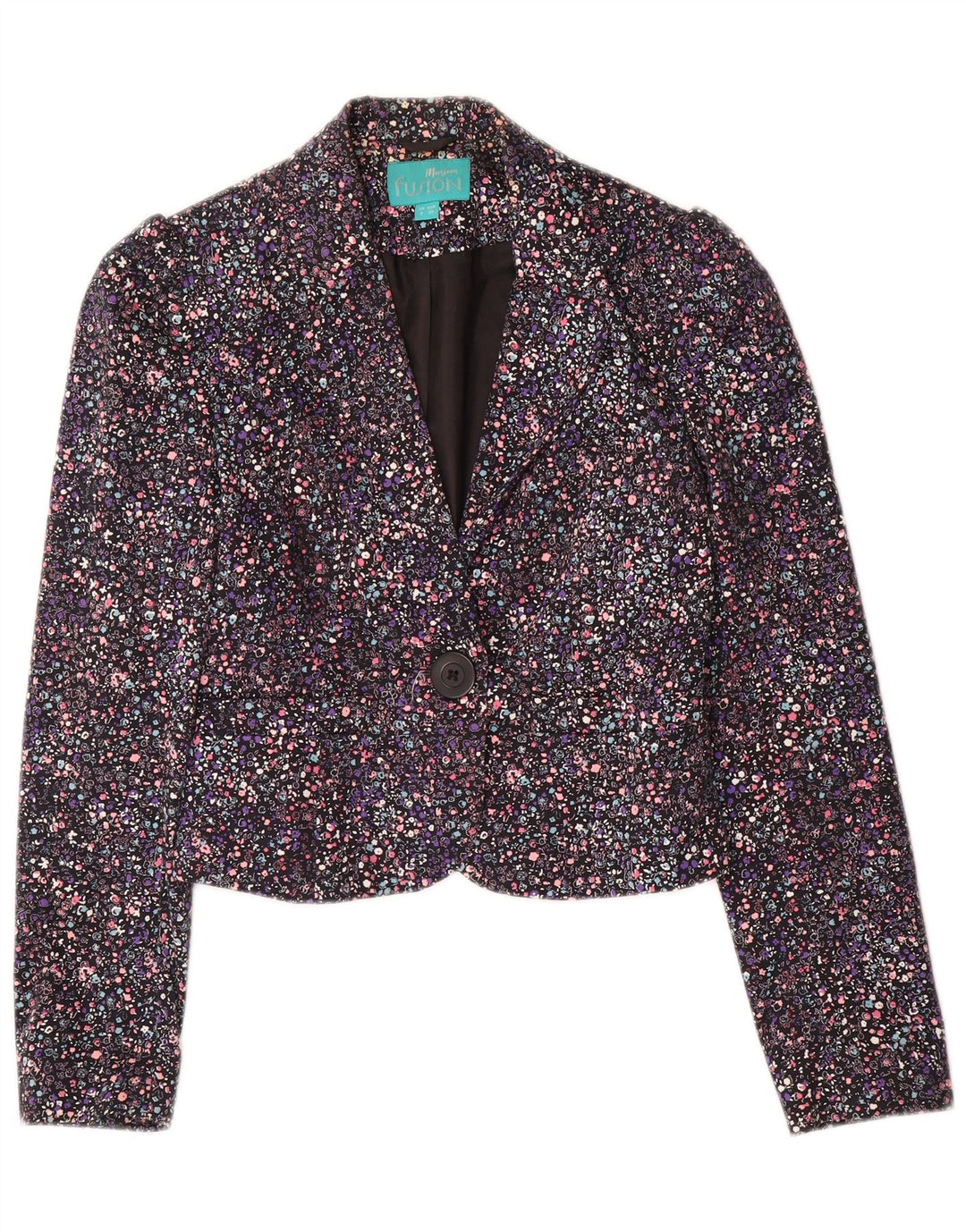 Monsoon Damen-Blazer mit 1 Knopf und bauchfreiem Schnitt, Gr. 8, klein, mehrfarbig, mit Blumenmuster
